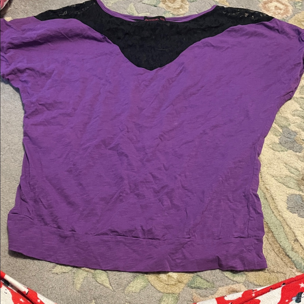 Material Girl Purple And Black Lace Women's Blouse